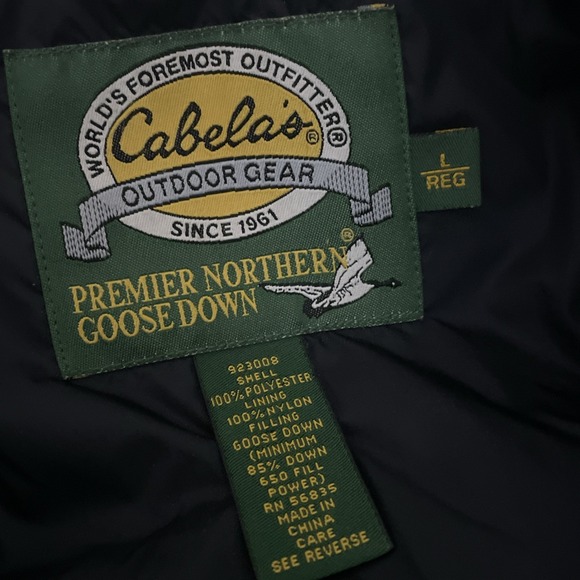 Cabelas Puffer Vest Mens L Reg Black 650 Fill Premier Northern Goose Down - Picture 6 of 8